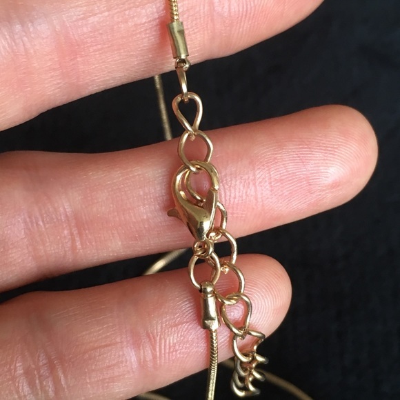 Vintage Gold Tone Clear Rock Necklace - Picture 6 of 10